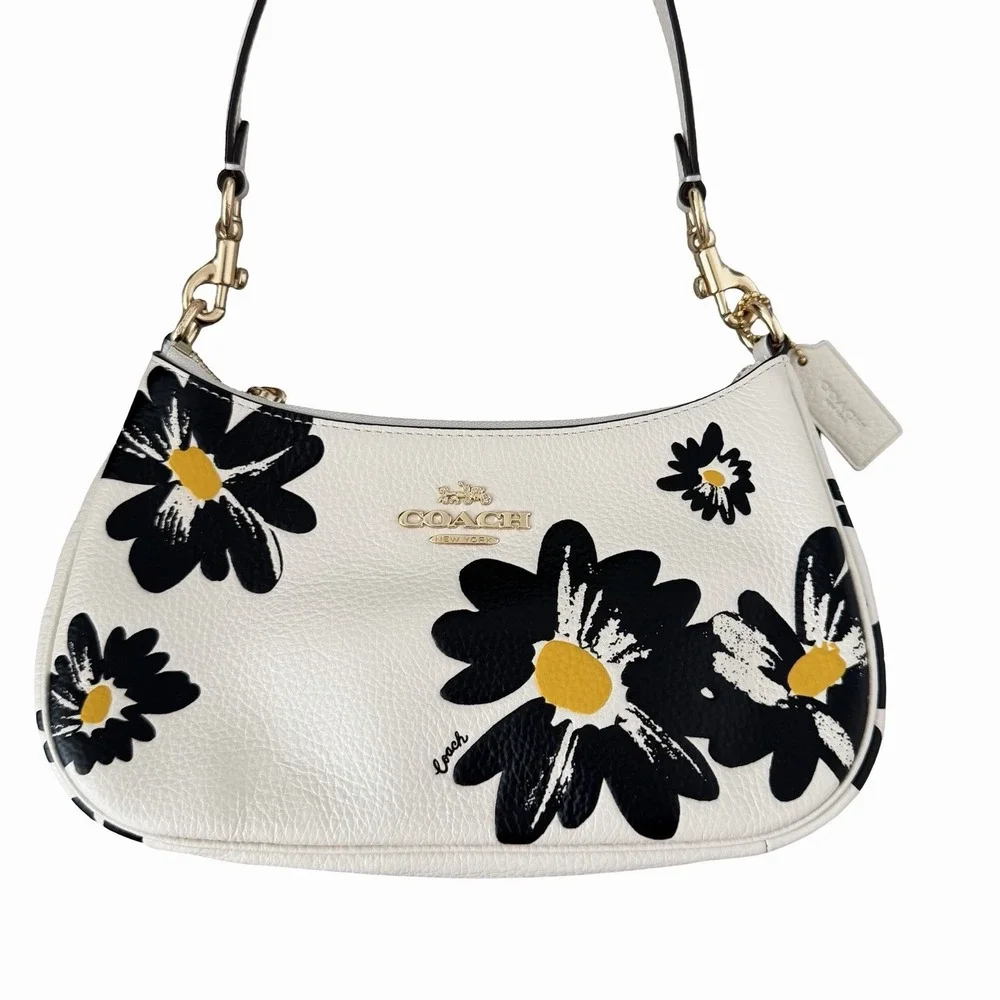Coach Teri Pebble Leather Shoulder‎ Crossbody Bag Floral Print Chalk Multi CZ587